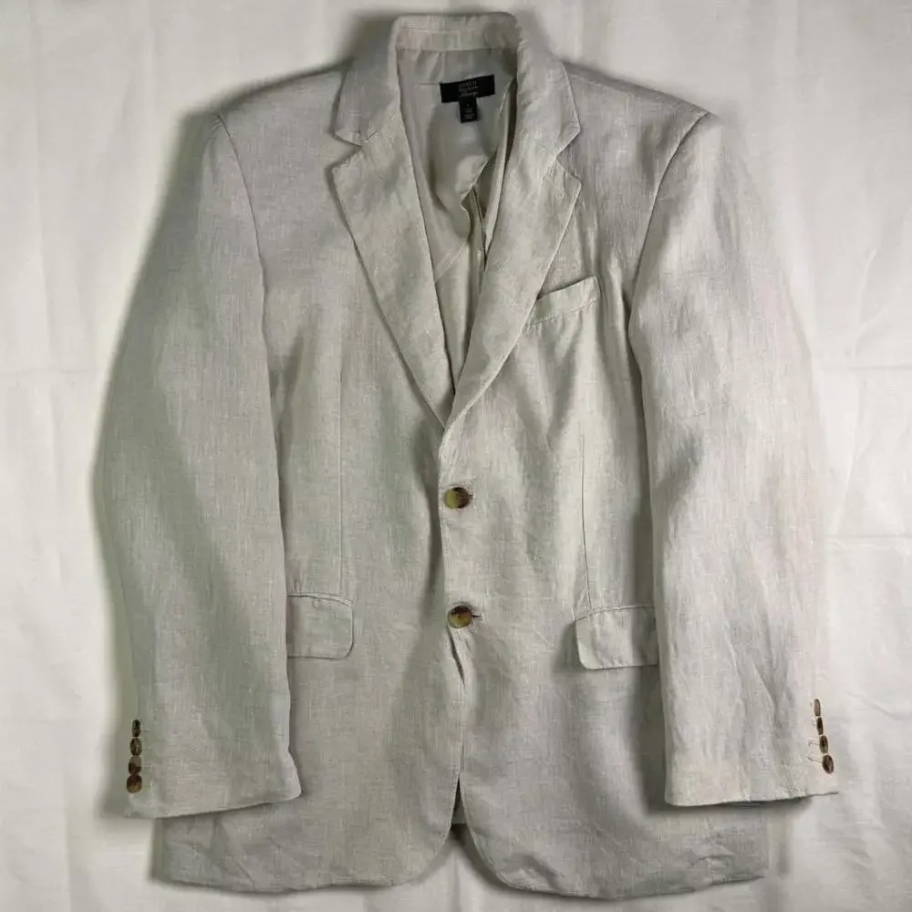 Linen Club Room Luxury Men’s Large 100% Linen Blazer Sport Coat Beige Tan
